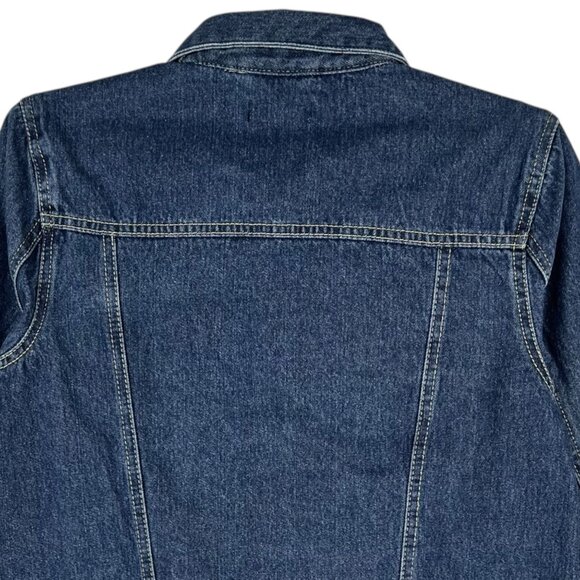 New Look Women's Distressed Blue Denim Jacket Size M Button-Down Cotton NWT - Picture 4 of 10